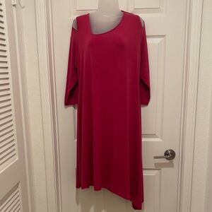 Stylish Pink Dress with Long Sleeve Cold Shoulder Cut Outs